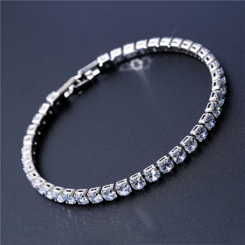 4mm Iced Out Chain Cubic Zirconia Tennis Bracelet Bracelets For Women Men Gold Silver Color Bracelet CZ Chain Jewelry Great Gift