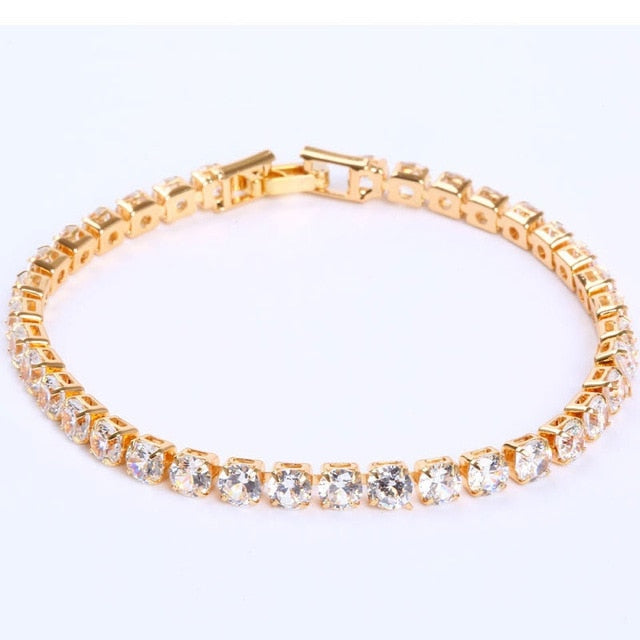 4mm Iced Out Chain Cubic Zirconia Tennis Bracelet Bracelets For Women Men Gold Silver Color Bracelet CZ Chain Jewelry Great Gift