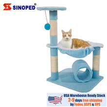 Load image into Gallery viewer, 28" Small Stable Cute Cat Climb Holder Cat Tower Kitten Perch Lamb Blue USA Shipping Cat Perch Feline Hammock Scratcher