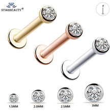 Load image into Gallery viewer, 1Pc 16G 1.5-3mm Labret Tragus Cartilage Earring 16g Punk Cz Gem Round Tragus Lip Ring Monroe Ear Women Earring Piercing