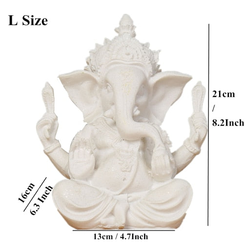 Sandstone Indian Ganesha Elephant God Statue Religious Hindu Elephant-Headed Fengshui Buddha Sculpture Home Decor Crafts