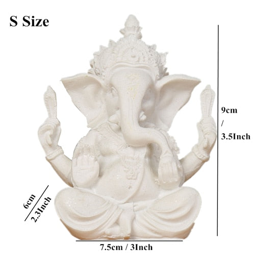 Sandstone Indian Ganesha Elephant God Statue Religious Hindu Elephant-Headed Fengshui Buddha Sculpture Home Decor Crafts