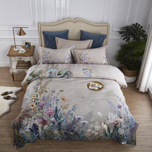 Load image into Gallery viewer, 100% Egyptian Cotton US size Bedding Queen King size 4Pcs Birds and Flowers Leaf Gray Shabby Duvet Cover Bed Sheet Pillow Shams 5-Styles