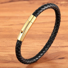 Load image into Gallery viewer, Unisex Genuine Leather Bracelet Multi-Color Style Stainless Steel Design Button Clasp Cool Simple Look Great Gift
