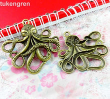 Load image into Gallery viewer, 10pcs Octopus Charms DIY Jewelry Making Pendant Fit Bracelets Necklaces Handmade Crafts Antique Silver Plated Bronze Charm