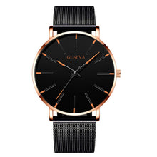 Load image into Gallery viewer, Minimalist menswear ultra thin watches simple business stainless steel mesh belt quartz watch