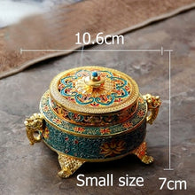 Load image into Gallery viewer, Incense Holders Incense Burner Tibetan Style Painted Enamel Zinc Alloy Coil Incense Holder Home Office Decoration Gift