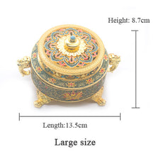 Load image into Gallery viewer, Incense Holders Incense Burner Tibetan Style Painted Enamel Zinc Alloy Coil Incense Holder Home Office Decoration Gift
