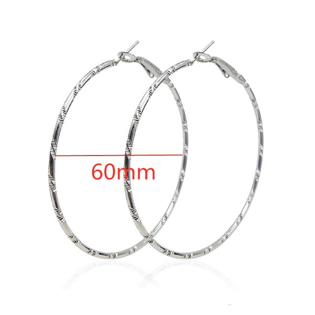 40mm 60mm 70mm 80mm Exaggerate Big Smooth Circle Hoop Earrings Simple Party Round Loop Earrings for Women Jewelry Choose Style Gold Silver