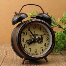 Load image into Gallery viewer, Vintage Night Light Alarm Clock European Retro Metal Alarm Clock Bedside Mute Needle Table Clock Gets bed Ringing Bell