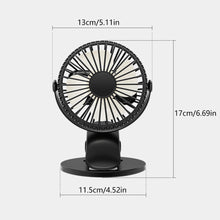Load image into Gallery viewer, 3-Speed Portable Table Fan Clip-on USB Type Rechargeable Cooling Mini Desk Fan Adjustable 360 Degree Rotation