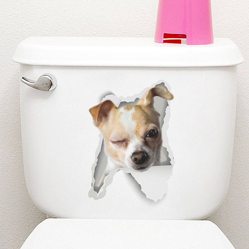 3D Vivid Dog Wall Hole Stickers For Car Truck Kids Rooms Decorations Home Decor Wall Refrigerator Car Mural Art Decals