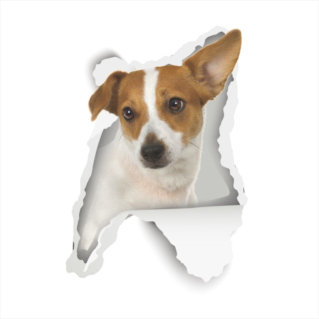 3D Vivid Dog Wall Hole Stickers For Car Truck Kids Rooms Decorations Home Decor Wall Refrigerator Car Mural Art Decals