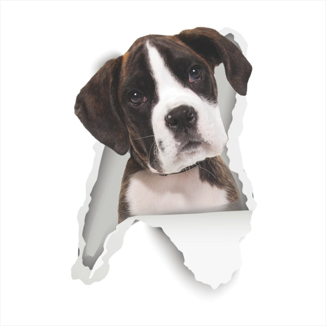 3D Vivid Dog Wall Hole Stickers For Car Truck Kids Rooms Decorations Home Decor Wall Refrigerator Car Mural Art Decals