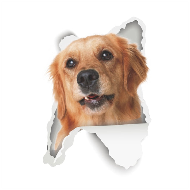 3D Vivid Dog Wall Hole Stickers For Car Truck Kids Rooms Decorations Home Decor Wall Refrigerator Car Mural Art Decals