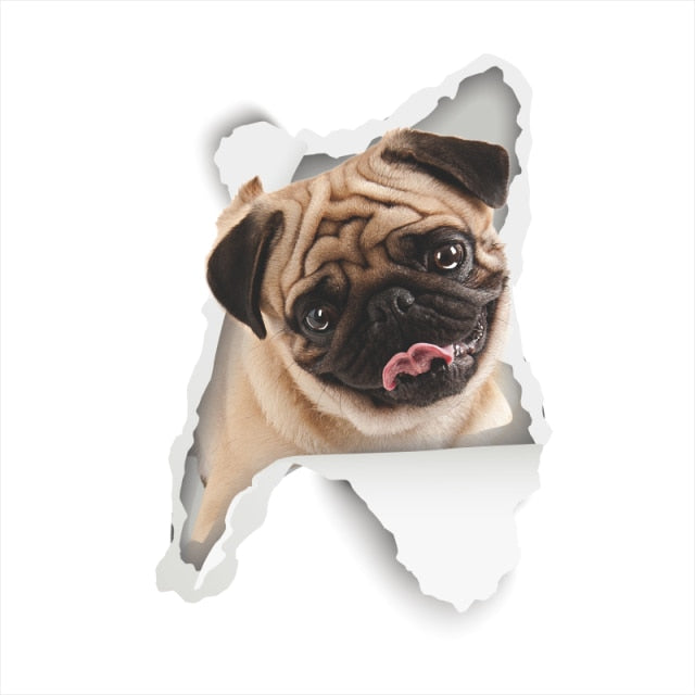 3D Vivid Dog Wall Hole Stickers For Car Truck Kids Rooms Decorations Home Decor Wall Refrigerator Car Mural Art Decals
