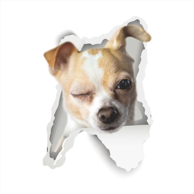 3D Vivid Dog Wall Hole Stickers For Car Truck Kids Rooms Decorations Home Decor Wall Refrigerator Car Mural Art Decals