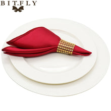 Load image into Gallery viewer, 50Pcs 30cm Table Napkins Cloth Square Satin Fabric Napkin Pocket Handkerchief for Wedding Birthday Home Party Hotel Gold White