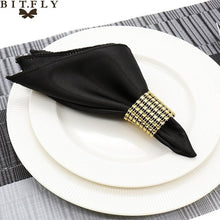 Load image into Gallery viewer, 50Pcs 30cm Table Napkins Cloth Square Satin Fabric Napkin Pocket Handkerchief for Wedding Birthday Home Party Hotel Gold White