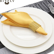 Load image into Gallery viewer, 50Pcs 30cm Table Napkins Cloth Square Satin Fabric Napkin Pocket Handkerchief for Wedding Birthday Home Party Hotel Gold White