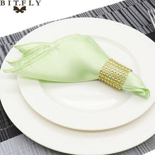 Load image into Gallery viewer, 50Pcs 30cm Table Napkins Cloth Square Satin Fabric Napkin Pocket Handkerchief for Wedding Birthday Home Party Hotel Gold White
