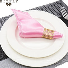 Load image into Gallery viewer, 50Pcs 30cm Table Napkins Cloth Square Satin Fabric Napkin Pocket Handkerchief for Wedding Birthday Home Party Hotel Gold White