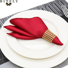 Load image into Gallery viewer, 50Pcs 30cm Table Napkins Cloth Square Satin Fabric Napkin Pocket Handkerchief for Wedding Birthday Home Party Hotel Gold White