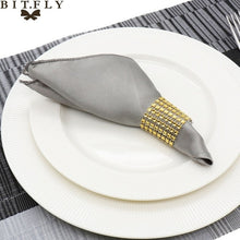 Load image into Gallery viewer, 50Pcs 30cm Table Napkins Cloth Square Satin Fabric Napkin Pocket Handkerchief for Wedding Birthday Home Party Hotel Gold White