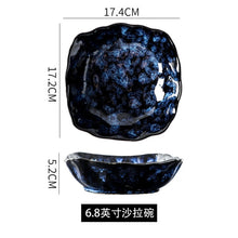 Load image into Gallery viewer, Creative Japanese Retro Blue Dishes Ceramic Dinner Plates And Bowls Kiln Changed Tableware Dinnerware Pick and Choose Set