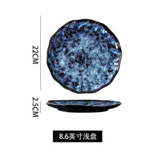 Load image into Gallery viewer, Creative Japanese Retro Blue Dishes Ceramic Dinner Plates And Bowls Kiln Changed Tableware Dinnerware Pick and Choose Set
