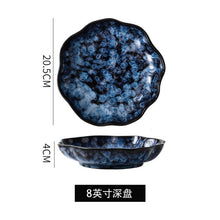 Load image into Gallery viewer, Creative Japanese Retro Blue Dishes Ceramic Dinner Plates And Bowls Kiln Changed Tableware Dinnerware Pick and Choose Set