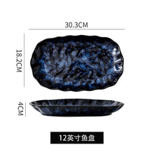 Load image into Gallery viewer, Creative Japanese Retro Blue Dishes Ceramic Dinner Plates And Bowls Kiln Changed Tableware Dinnerware Pick and Choose Set