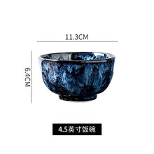 Load image into Gallery viewer, Creative Japanese Retro Blue Dishes Ceramic Dinner Plates And Bowls Kiln Changed Tableware Dinnerware Pick and Choose Set