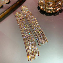 Load image into Gallery viewer, Long Tassel Full Rhinestone Drop Earrings for Women Oversize Crystal Dangle Earrings Fashion Jewelry Accessories