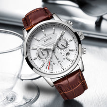 Load image into Gallery viewer, Mens Watches LIGE Top Brand Leather Chronograph Waterproof Casual Automatic Date Quartz Watch For Men Makes A Great Gift