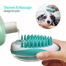 Load image into Gallery viewer, 2-in-1 Pet Brush Bath Massage Brush Shampoo Dispenser for Pet Grooming De-shedding Soft Silicone Bristles Perfect for Washing Massaging Hair Remove Loose Fur