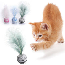 Load image into Gallery viewer, 1pc Super Funny Cat Toy Star Ball Plus Feather Light Material Foam Ball Throwing Toy Star Texture Ball Feather Toy For Dog Cat New