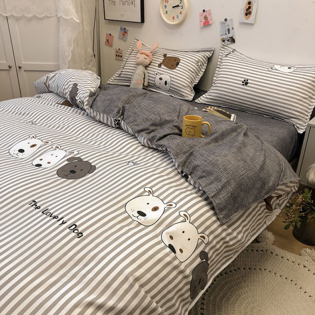 6-Styles Boys Girls Bedding Set Fashion Flat Sheets Adult Children Bed Linen Duvet Quilt Cover Pillowcase Cute Cartoon Bear Bedding