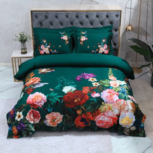 Load image into Gallery viewer, 100% Egyptian Cotton US size Bedding Queen King size 4Pcs Birds and Flowers Leaf Gray Shabby Duvet Cover Bed Sheet Pillow Shams 5-Styles