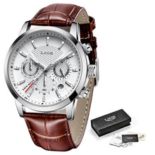 Load image into Gallery viewer, Mens Watches LIGE Top Brand Leather Chronograph Waterproof Casual Automatic Date Quartz Watch For Men Makes A Great Gift
