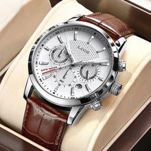 Load image into Gallery viewer, Mens Watches LIGE Top Brand Leather Chronograph Waterproof Casual Automatic Date Quartz Watch For Men Makes A Great Gift