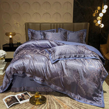 Load image into Gallery viewer, Sliver Gold Luxury Silk Satin Jacquard Duvet Cover Bedding Set Queen King Size Set bed Sheet/Fitted Sheet Set Choose Style