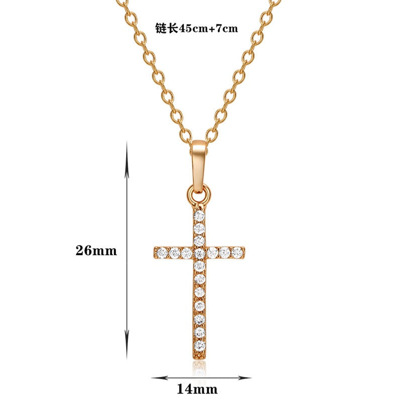 Fashion Cross Pendants Gold Silver Color Crystal Jesus The Cross Pendant Necklace Biblical Jewelry For Men Women Great Gift
