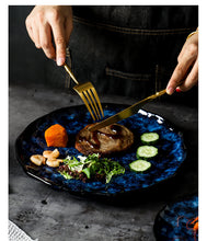 Load image into Gallery viewer, Creative Japanese Retro Blue Dishes Ceramic Dinner Plates And Bowls Kiln Changed Tableware Dinnerware Pick and Choose Set