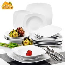 Load image into Gallery viewer, JULIA 18-Piece Ceramic Porcelain Dinnerware Set with 6-Dinner Soup Dessert Plates Tableware Set Service for 6-People