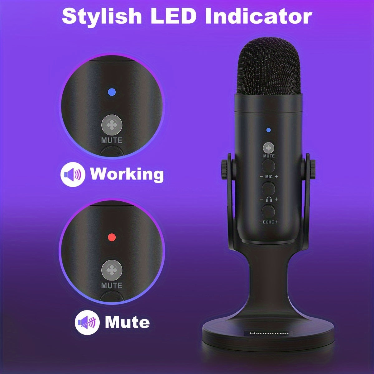 USB Microphone, Condenser Computer PC Mic, Plug&Play Gaming Microphones For PS 4&5.Headphone Output&Volume Control, Mic Gain Control, Mute Button For Vocal, For YouTube Podcast On Mac&WindowsBlack