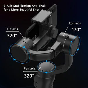 QAML F8 Handheld 3-Axis Gimbal Phone Holder Anti Shake Video Record Stabilizer for Xiaomi iPhone Cellphone Smartphone