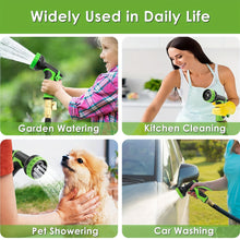 Load image into Gallery viewer, Expandable Garden Hose, 100 ft Water Hose with 10 Function Spray Nozzle, Lightweight Flexible Hose with 3/4 Inch Solid Fittings and 4-Layer Latex Core, 100ft Heavy Duty No-Kink Stretch Hoses
