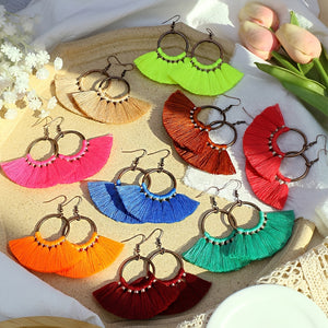 9 Pairs Boho Earrings Round Colorful Tassel Drop Earrings Charms Jewelry Gift Birthday Gifts For Women Wife Girls Her