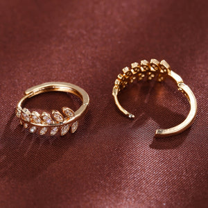 Leaf-Shaped Hoop Huggie Earrings Inlaid zirconia 18K Gold Plated Holiday Jewelry For Women Girls 1Pair